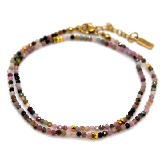 Tourmaline Stone and Gold Luxury Short Necklace - NC-629