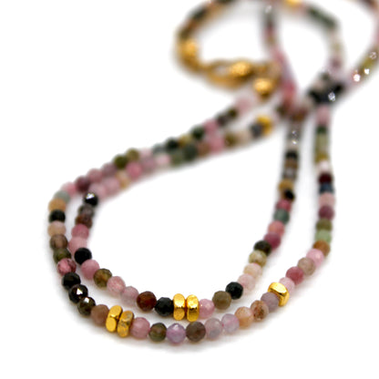Tourmaline Stone and Gold Luxury Short Necklace - NC-629