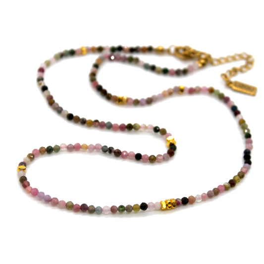 Tourmaline Stone and Gold Luxury Short Necklace - NC-629