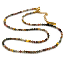 Load image into Gallery viewer, Alashan Agate Stone and Gold Luxury Short Necklace - NC-630
