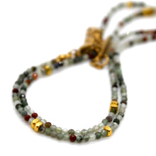 Load image into Gallery viewer, Chicken's Blood Stone and Gold Luxury Short Necklace - NC-631
