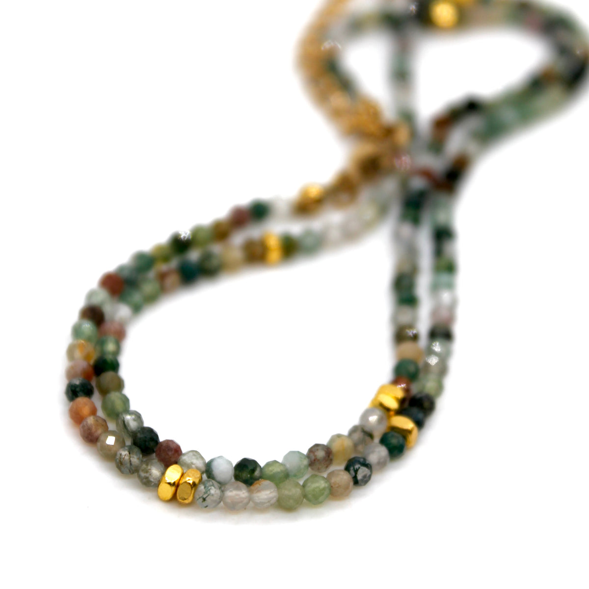 Indian Agate Stone and Gold Luxury Short Necklace - NC-632