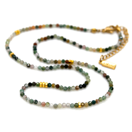 Indian Agate Stone and Gold Luxury Short Necklace - NC-632