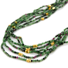 Load image into Gallery viewer, Epidote Stone and Gold Luxury Short Necklace - NC-633
