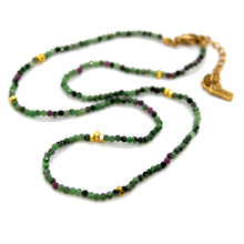 Load image into Gallery viewer, Epidote Stone and Gold Luxury Short Necklace - NC-633
