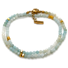 Load image into Gallery viewer, Gradient Amazonite Stone and Gold Luxury Short Necklace - NC-636

