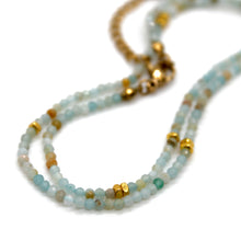 Load image into Gallery viewer, Amazonite Stone and Gold Luxury Short Necklace - NC-637
