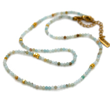 Load image into Gallery viewer, Amazonite Stone and Gold Luxury Short Necklace - NC-637

