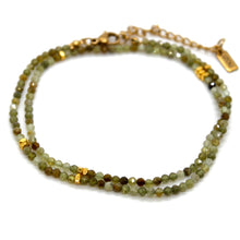 Load image into Gallery viewer, Green Garnet Stone and Gold Luxury Short Necklace - NC-638
