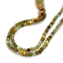 Load image into Gallery viewer, Green Garnet Stone and Gold Luxury Short Necklace - NC-638
