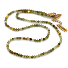 Load image into Gallery viewer, Green Garnet Stone and Gold Luxury Short Necklace - NC-638
