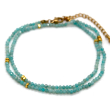 Load image into Gallery viewer, Amazonite Stone and Gold Luxury Short Necklace - NC-641
