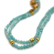 Load image into Gallery viewer, Amazonite Stone and Gold Luxury Short Necklace - NC-641
