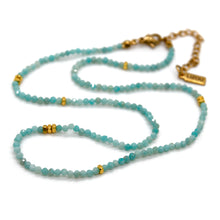 Load image into Gallery viewer, Amazonite Stone and Gold Luxury Short Necklace - NC-641
