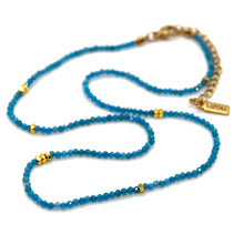 Load image into Gallery viewer, Apatite Stone and Gold Luxury Short Necklace - NC-642
