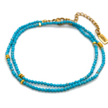 Load image into Gallery viewer, Turquoise Stone and Gold Luxury Short Necklace - NC-643
