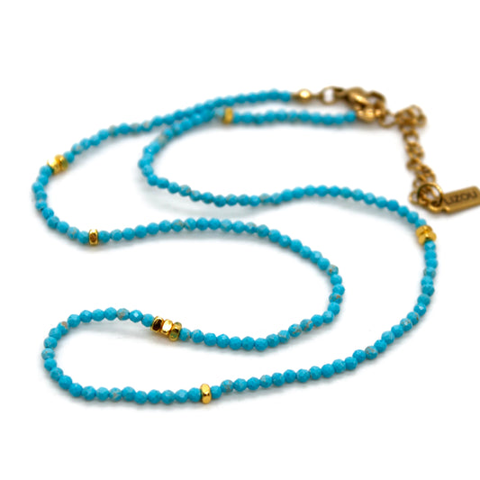 Turquoise Stone and Gold Luxury Short Necklace - NC-643