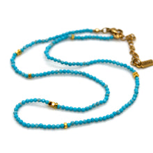 Load image into Gallery viewer, Turquoise Stone and Gold Luxury Short Necklace - NC-643
