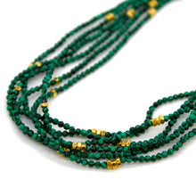 Load image into Gallery viewer, Malachite Stone and Gold Luxury Short Necklace - NC-644
