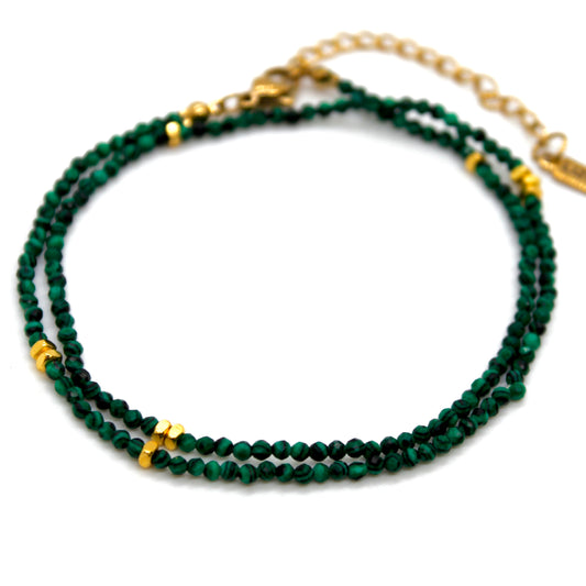 Malachite Stone and Gold Luxury Short Necklace - NC-644