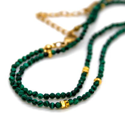 Malachite Stone and Gold Luxury Short Necklace - NC-644