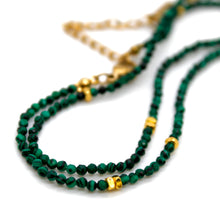 Load image into Gallery viewer, Malachite Stone and Gold Luxury Short Necklace - NC-644
