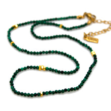 Load image into Gallery viewer, Malachite Stone and Gold Luxury Short Necklace - NC-644
