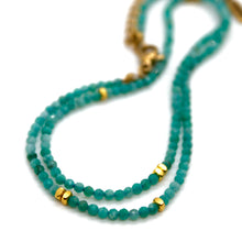 Load image into Gallery viewer, Amazonite Stone and Gold Luxury Short Necklace - NC-645
