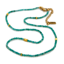 Load image into Gallery viewer, Amazonite Stone and Gold Luxury Short Necklace - NC-645
