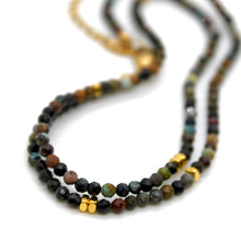 Load image into Gallery viewer, Turquoise Stone and Gold Luxury Short Necklace - NC-647
