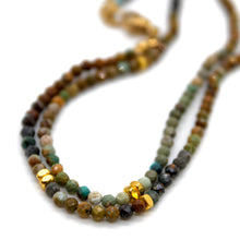 Load image into Gallery viewer, Gradient Hubei Turquoise Stone and Gold Luxury Short Necklace - NC-648
