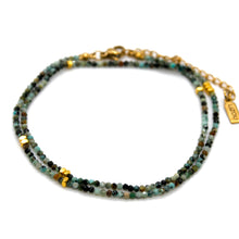 Load image into Gallery viewer, African Turquoise Stone and Gold Luxury Short Necklace - NC-649
