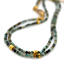 Load image into Gallery viewer, African Turquoise Stone and Gold Luxury Short Necklace - NC-649
