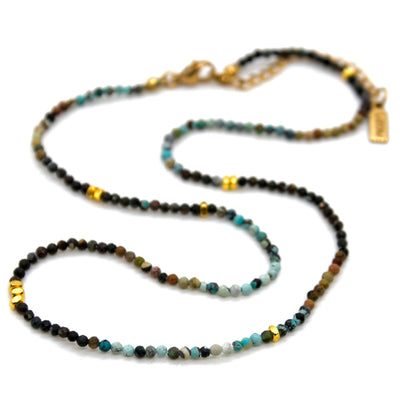 Gradient Turquoise Stone and Gold Luxury Short Necklace - NC-650