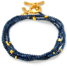 Load image into Gallery viewer, Long Sapphire Stone and Gold Luxury Necklace - NC-600L
