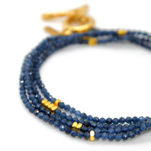 Load image into Gallery viewer, Long Sapphire Stone and Gold Luxury Necklace - NC-600L
