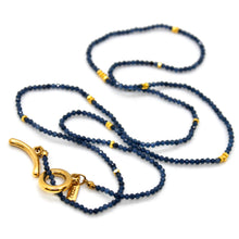 Load image into Gallery viewer, Long Sapphire Stone and Gold Luxury Necklace - NC-600L
