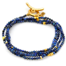 Load image into Gallery viewer, Long Lapis Lazuli Stone and Gold Luxury Necklace - NC-601L
