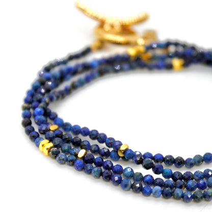 Long Lapis Lazuli Stone and Gold Luxury Necklace - NC-601L