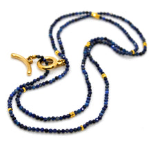 Load image into Gallery viewer, Long Lapis Lazuli Stone and Gold Luxury Necklace - NC-601L
