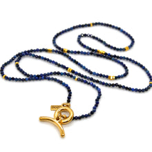 Load image into Gallery viewer, Long Lapis Lazuli Stone and Gold Luxury Necklace - NC-601L
