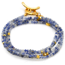 Load image into Gallery viewer, Long Sodalite Stone and Gold Luxury Necklace - NC-602L
