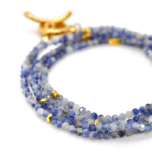Load image into Gallery viewer, Long Sodalite Stone and Gold Luxury Necklace - NC-602L
