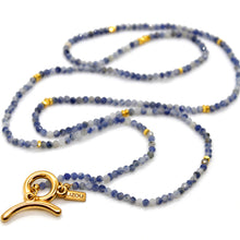 Load image into Gallery viewer, Long Sodalite Stone and Gold Luxury Necklace - NC-602L
