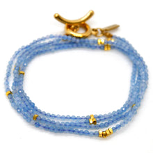 Load image into Gallery viewer, Long Aquamarine Stone and Gold Luxury Necklace - NC-603L
