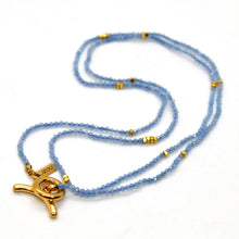 Load image into Gallery viewer, Long Aquamarine Stone and Gold Luxury Necklace - NC-603L
