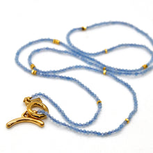 Load image into Gallery viewer, Long Aquamarine Stone and Gold Luxury Necklace - NC-603L
