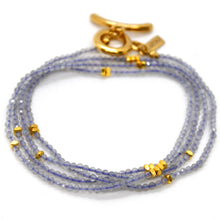 Load image into Gallery viewer, Long Labradorite Stone and Gold Luxury Necklace - NC-604L
