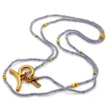 Load image into Gallery viewer, Long Labradorite Stone and Gold Luxury Necklace - NC-604L
