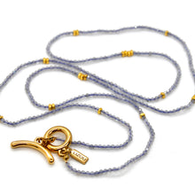 Load image into Gallery viewer, Long Labradorite Stone and Gold Luxury Necklace - NC-604L

